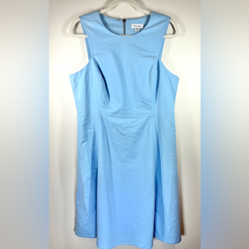 Calvin Klein Women’s Midi Light Blue Sleeveless Sheath Dress Size 12‎